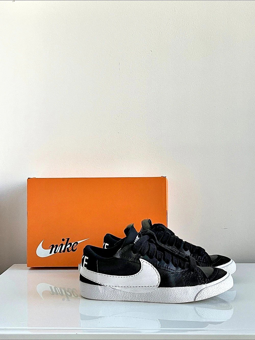 Nike Blazer Low '77 Jumbo Low-Top Sneakers in Black & White US 7.5